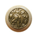 Notting Hill [NHW-705N-AB] Wood Cabinet Knob - Jungle Patrol - Natural - Antique Brass Finish - 1 1/2&quot; Dia.