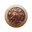 Notting Hill [NHW-705N-AC] Wood Cabinet Knob - Jungle Patrol - Natural - Antique Copper Finish - 1 1/2" Dia.