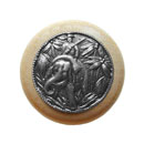 Notting Hill [NHW-705N-AP] Wood Cabinet Knob - Jungle Patrol - Natural - Antique Pewter Finish - 1 1/2&quot; Dia.