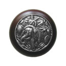 Notting Hill [NHW-705W-AP] Wood Cabinet Knob - Jungle Patrol - Dark Walnut - Antique Pewter Finish - 1 1/2" Dia.