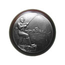 Notting Hill [NHW-707W-AP] Wood Cabinet Knob - Catch of the Day - Dark Walnut - Antique Pewter Finish - 1 1/2" Dia.