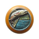 Notting Hill [NHW-708M-PHT] Wood Cabinet Knob - Leaping Trout - Maple - Hand-Tinted Antique Pewter Finish - 1 1/2" Dia.