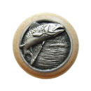 Notting Hill [NHW-708N-AP] Wood Cabinet Knob - Leaping Trout - Natural - Antique Pewter Finish - 1 1/2" Dia.