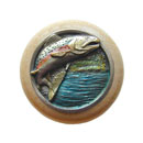 Notting Hill [NHW-708N-PHT] Wood Cabinet Knob - Leaping Trout - Natural - Hand-Tinted Antique Pewter Finish - 1 1/2" Dia.