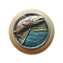 Notting Hill [NHW-708N-PHT] Wood Cabinet Knob - Leaping Trout - Natural - Hand-Tinted Antique Pewter Finish - 1 1/2&quot; Dia.