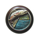 Notting Hill [NHW-708W-PHT] Wood Cabinet Knob - Leaping Trout - Dark Walnut - Hand-Tinted Antique Pewter Finish - 1 1/2&quot; Dia.