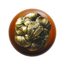 Notting Hill [NHW-709C-AB] Wood Cabinet Knob - Leap Frog - Cherry - Antique Brass Finish - 1 1/2&quot; Dia.