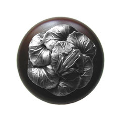 Notting Hill [NHW-709W-AP] Wood Cabinet Knob - Leap Frog - Dark Walnut - Antique Pewter Finish - 1 1/2&quot; Dia.