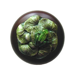 Notting Hill [NHW-709W-PHT] Wood Cabinet Knob - Leap Frog - Dark Walnut - Hand-Tinted Antique Pewter Finish - 1 1/2&quot; Dia.