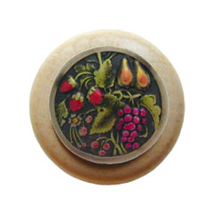 Notting Hill [NHW-713N-BHT] Wood Cabinet Knob - Tuscan Bounty - Natural - Hand-Tinted Antique Brass Finish - 1 1/2&quot; Dia.