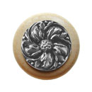 Notting Hill [NHW-714N-SN] Wood Cabinet Knob - Chrysanthemum - Natural - Satin Nickel Finish - 1 1/2" Dia.