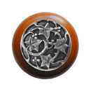 Notting Hill [NHW-715C-AP] Wood Cabinet Knob - Ivy w/ Berries - Cherry - Antique Pewter Finish - 1 1/2" Dia.