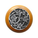 Notting Hill [NHW-715M-AP] Wood Cabinet Knob - Ivy w/ Berries - Maple - Antique Pewter Finish - 1 1/2" Dia.