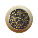 Notting Hill [NHW-715N-AB] Wood Cabinet Knob - Ivy w/ Berries - Natural - Antique Brass Finish - 1 1/2" Dia.