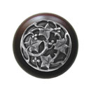 Notting Hill [NHW-715W-AP] Wood Cabinet Knob - Ivy w/ Berries - Dark Walnut - Antique Pewter Finish - 1 1/2" Dia.