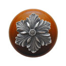 Notting Hill [NHW-725C-AP] Wood Cabinet Knob - Opulent Flower - Cherry - Antique Pewter Finish - 1 1/2" Dia.