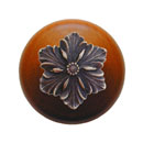 Notting Hill [NHW-725C-BZ] Wood Cabinet Knob - Opulent Flower - Cherry - Antique Bronze Finish - 1 1/2" Dia.