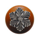 Notting Hill [NHW-725C-SN] Wood Cabinet Knob - Opulent Flower - Cherry - Satin Nickel Finish - 1 1/2" Dia.