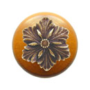 Notting Hill [NHW-725M-AB] Wood Cabinet Knob - Opulent Flower - Maple - Antique Brass Finish - 1 1/2" Dia.