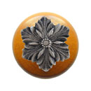 Notting Hill [NHW-725M-SN] Wood Cabinet Knob - Opulent Flower - Maple - Satin Nickel Finish - 1 1/2" Dia.