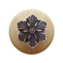 Notting Hill [NHW-725N-BZ] Wood Cabinet Knob - Opulent Flower - Natural - Antique Bronze Finish - 1 1/2" Dia.