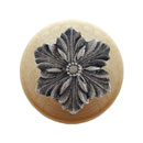 Notting Hill [NHW-725N-SN] Wood Cabinet Knob - Opulent Flower - Natural - Satin Nickel Finish - 1 1/2&quot; Dia.