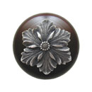 Notting Hill [NHW-725W-AP] Wood Cabinet Knob - Opulent Flower - Dark Walnut - Antique Pewter Finish - 1 1/2&quot; Dia.