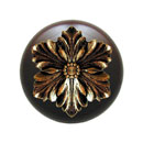 Notting Hill [NHW-725W-BB] Wood Cabinet Knob - Opulent Flower - Dark Walnut - Brite Brass Finish - 1 1/2" Dia.