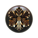 Notting Hill [NHW-725W-BB] Wood Cabinet Knob - Opulent Flower - Dark Walnut - Brite Brass Finish - 1 1/2&quot; Dia.