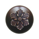 Notting Hill [NHW-725W-BZ] Wood Cabinet Knob - Opulent Flower - Dark Walnut - Antique Bronze Finish - 1 1/2" Dia.