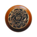 Notting Hill [NHW-726C-AB] Wood Cabinet Knob - Saratoga Rose - Cherry - Antique Brass Finish - 1 1/2" Dia.