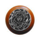 Notting Hill [NHW-726C-AP] Wood Cabinet Knob - Saratoga Rose - Cherry - Antique Pewter Finish - 1 1/2&quot; Dia.