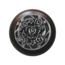 Notting Hill [NHW-726W-AP] Wood Cabinet Knob - Saratoga Rose - Dark Walnut - Antique Pewter Finish - 1 1/2" Dia.