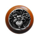 Notting Hill [NHW-728C-AP] Wood Cabinet Knob - River Iris - Cherry - Antique Pewter Finish - 1 1/2&quot; Dia.