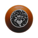 Notting Hill [NHW-728C-BP] Wood Cabinet Knob - River Iris - Cherry - Brilliant Pewter Finish - 1 1/2" Dia.