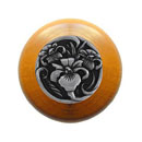 Notting Hill [NHW-728M-BP] Wood Cabinet Knob - River Iris - Maple - Brilliant Pewter Finish - 1 1/2&quot; Dia.