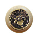 Notting Hill [NHW-728N-AB] Wood Cabinet Knob - River Iris - Natural - Antique Brass Finish - 1 1/2" Dia.