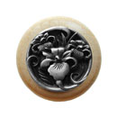 Notting Hill [NHW-728N-AP] Wood Cabinet Knob - River Iris - Natural - Antique Pewter Finish - 1 1/2&quot; Dia.