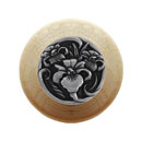 Notting Hill [NHW-728N-BP] Wood Cabinet Knob - River Iris - Natural - Brilliant Pewter Finish - 1 1/2&quot; Dia.