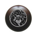 Notting Hill [NHW-728W-BP] Wood Cabinet Knob - River Iris - Dark Walnut - Brilliant Pewter Finish - 1 1/2&quot; Dia.