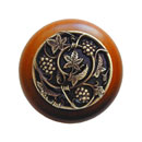 Notting Hill [NHW-729C-AB] Wood Cabinet Knob - Grapevines - Cherry - Antique Brass Finish - 1 1/2&quot; Dia.