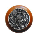 Notting Hill [NHW-729C-AP] Wood Cabinet Knob - Grapevines - Cherry - Antique Pewter Finish - 1 1/2&quot; Dia.