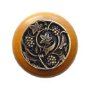 Notting Hill [NHW-729M-AB] Wood Cabinet Knob - Grapevines - Maple - Antique Brass Finish - 1 1/2&quot; Dia.