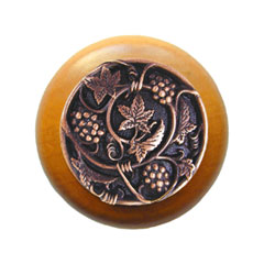 Notting Hill [NHW-729M-AC] Wood Cabinet Knob - Grapevines - Maple - Antique Copper Finish - 1 1/2&quot; Dia.