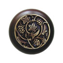 Notting Hill [NHW-729W-AB] Wood Cabinet Knob - Grapevines - Dark Walnut - Antique Brass Finish - 1 1/2&quot; Dia.