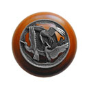 Notting Hill [NHW-737C-AP] Wood Cabinet Knob - Crane Dance - Cherry - Antique Pewter Finish - 1 1/2" Dia.