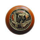 Notting Hill [NHW-737C-BB] Wood Cabinet Knob - Crane Dance - Cherry - Brite Brass Finish - 1 1/2&quot; Dia.