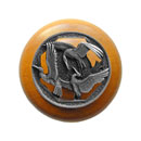 Notting Hill [NHW-737M-AP] Wood Cabinet Knob - Crane Dance - Maple - Antique Pewter Finish - 1 1/2" Dia.