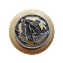 Notting Hill [NHW-737N-AP] Wood Cabinet Knob - Crane Dance - Natural - Antique Pewter Finish - 1 1/2&quot; Dia.