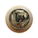 Notting Hill [NHW-737N-BB] Wood Cabinet Knob - Crane Dance - Natural - Brite Brass Finish - 1 1/2&quot; Dia.